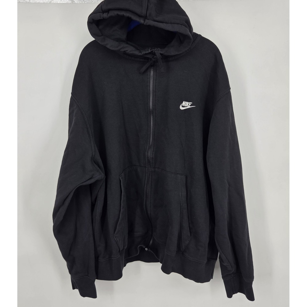 Nike Sportswear Club Fleece Full Zip Hoodie Jacket Mens XXL 2XL Black Pockets